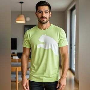 Puma Bright Green Tee with White Emblem